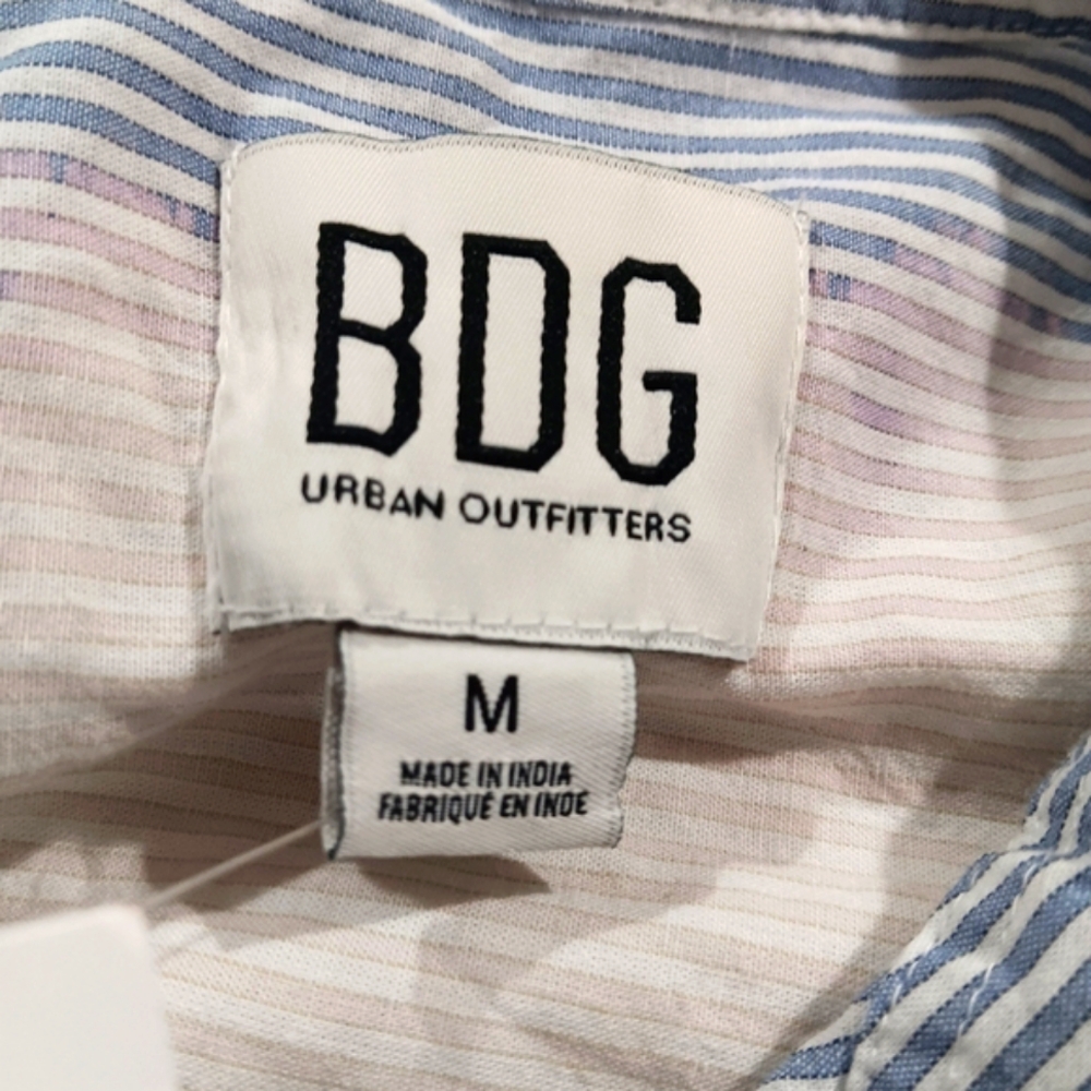 BDG Urban Outfitters (Size M) Blue/Ivory Sadie Bleach Stripe Shirt (NWT) - Picture 3 of 9